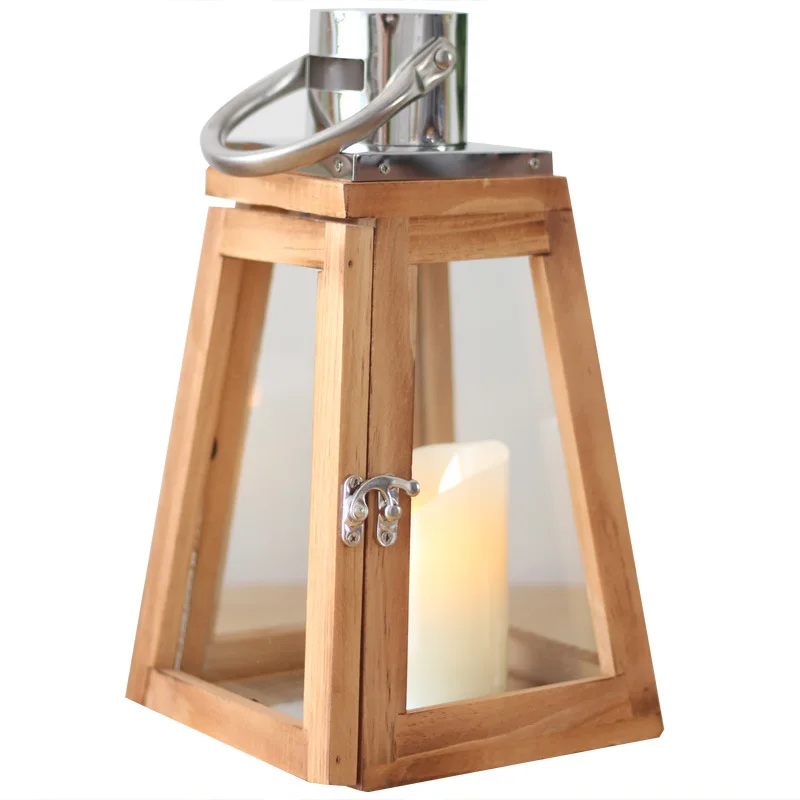 

Nordic simple wood wind lamp portable candlestick model room living room soft decoration dining room window decoration ornament
