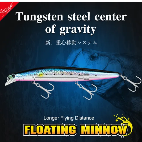 Imagen 2 del producto TSURINOYA 2 uds pececillo flotante de fundición ultralargo 140F STINGER 140mm 24g señuelo de pesca de fundición larga cebos duros de agua salada lubina