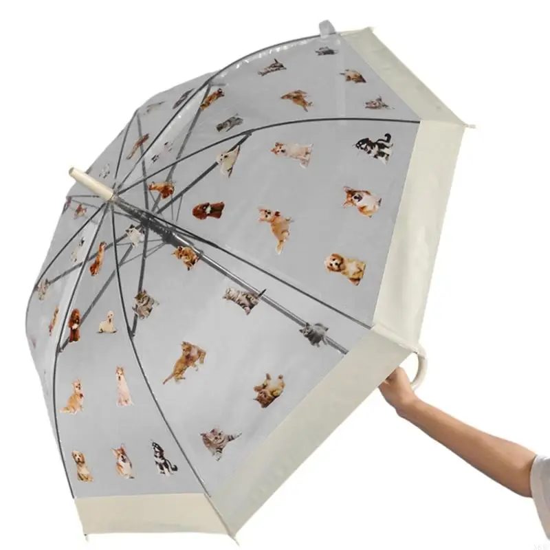 N84C Umbrella Mignon Pattern Umbrella Forme Transparent Umbrella Unisexe Quality Gift