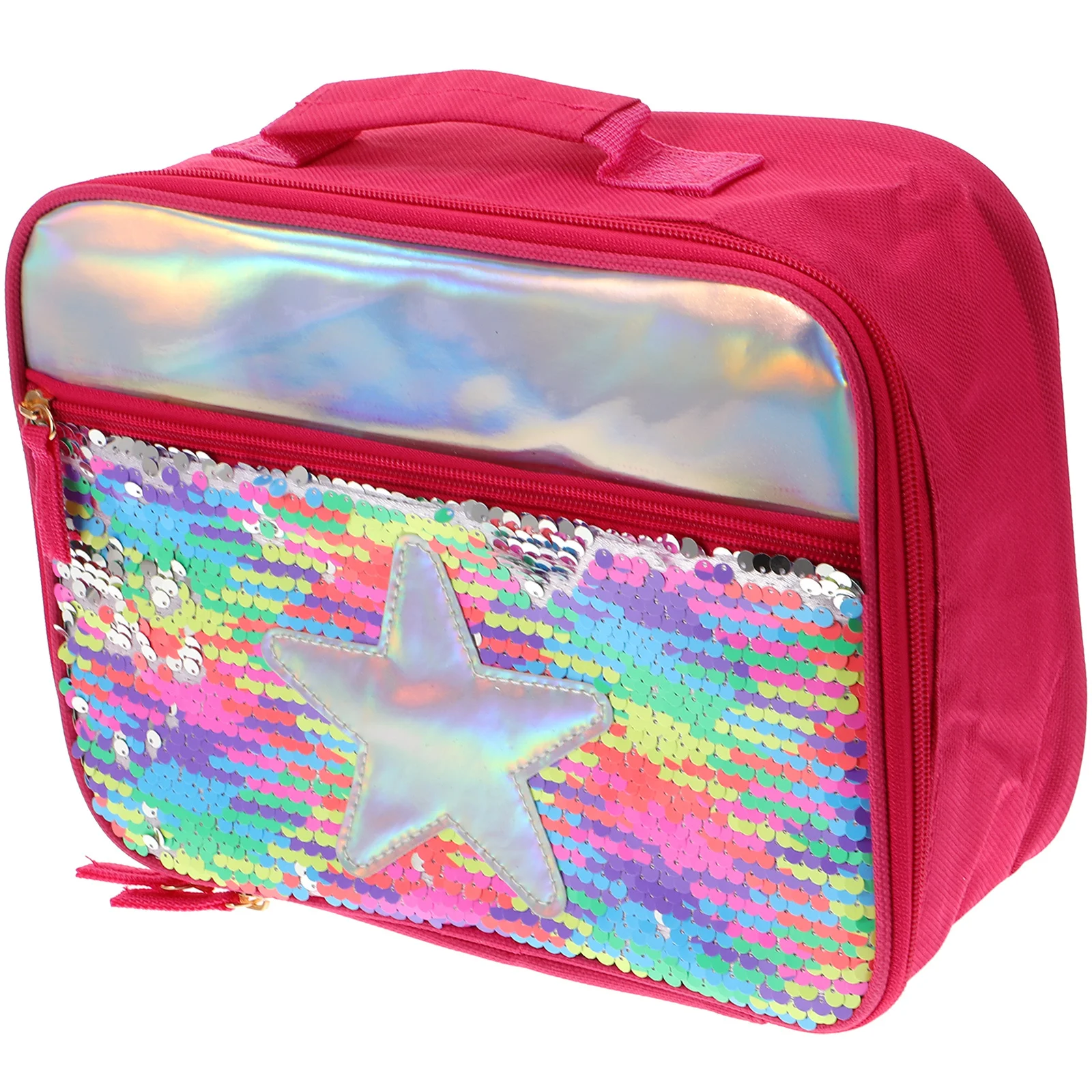 1 個のスパンコール断熱ランチバッグ防水大容量保温ポータブル弁当収納ポーチ職場学校用