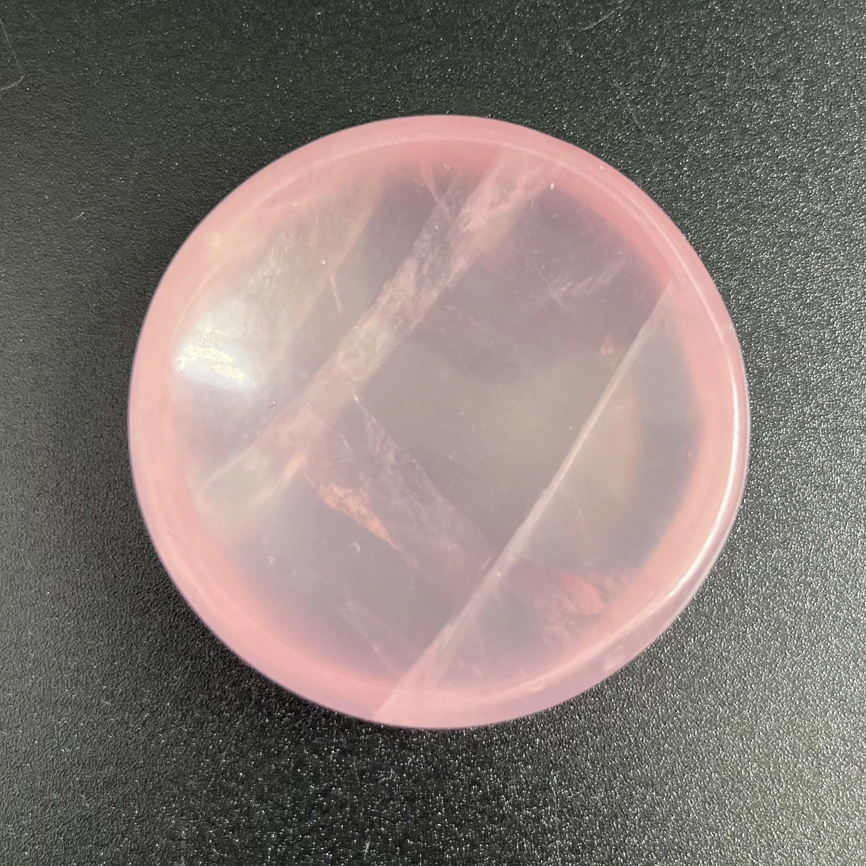 53mm Natural Rose Quartz Bowl Colorful Decor Polished Stone Moon Pink Crystal Dish