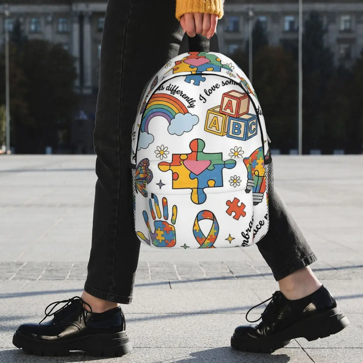 Empowering Autism Awareness With Specialized Backpack Student BookBag Kids School Bag Computer Shoulder Bags for Men Women