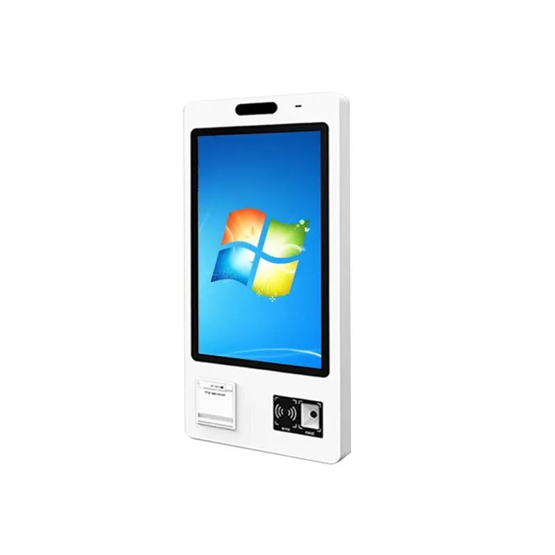 Win10 Win11 Android Wall Mountable Restaurant آلة طلب الطعام POS وطابعة التذاكر كشك الخدمة الذاتية