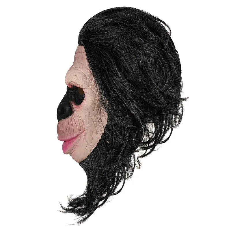 Realistische Affen-Halloween-Maske für Erwachsene – Latex-Gesichtsmaske mit angenähtem Fell – Kostüm- und Requisiten-Accessoire – Detail 4