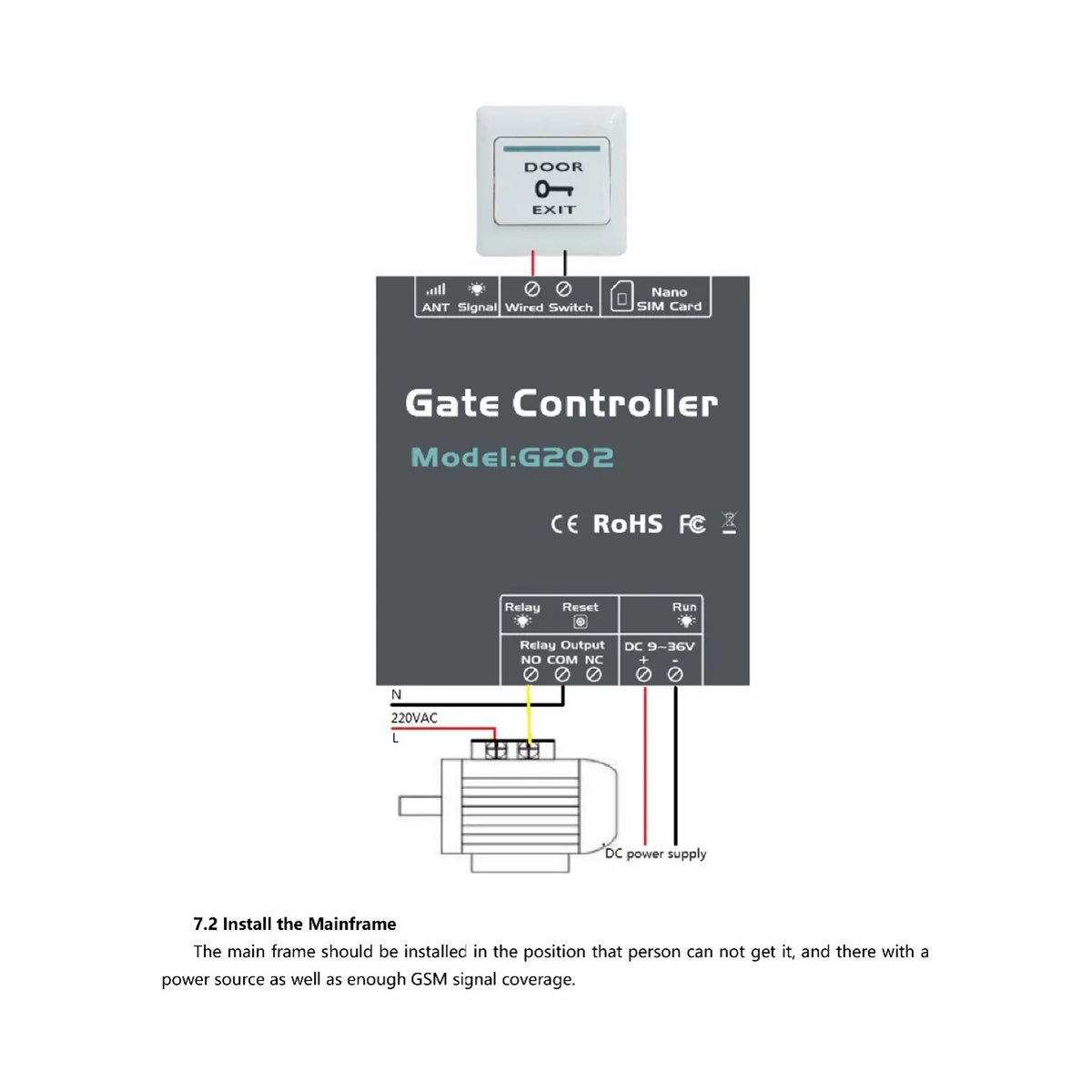 G202 GSM Gate Door Opener 4G Single Relay Switch Mobile Phone Electric Gate Remote Controller 850/900/1800/1900MHz