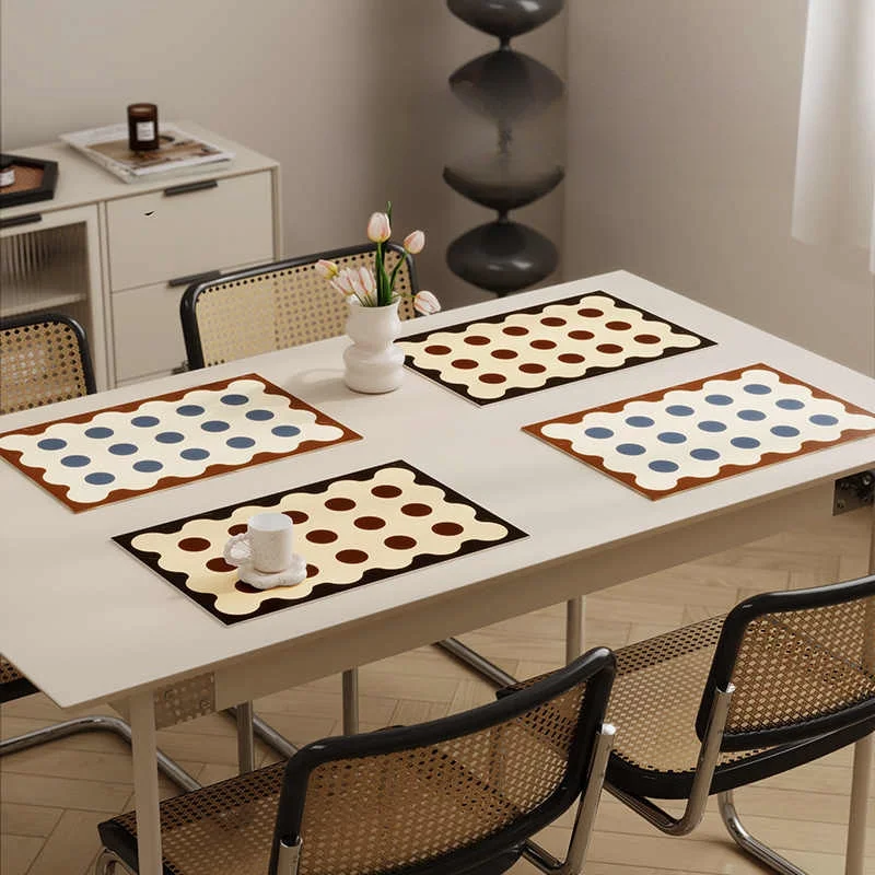 Waterproof And Oil Proof Table Mat, French Cream Style Table Mat, Leather Western Style Mat, Erasable And Washable Plate Mat