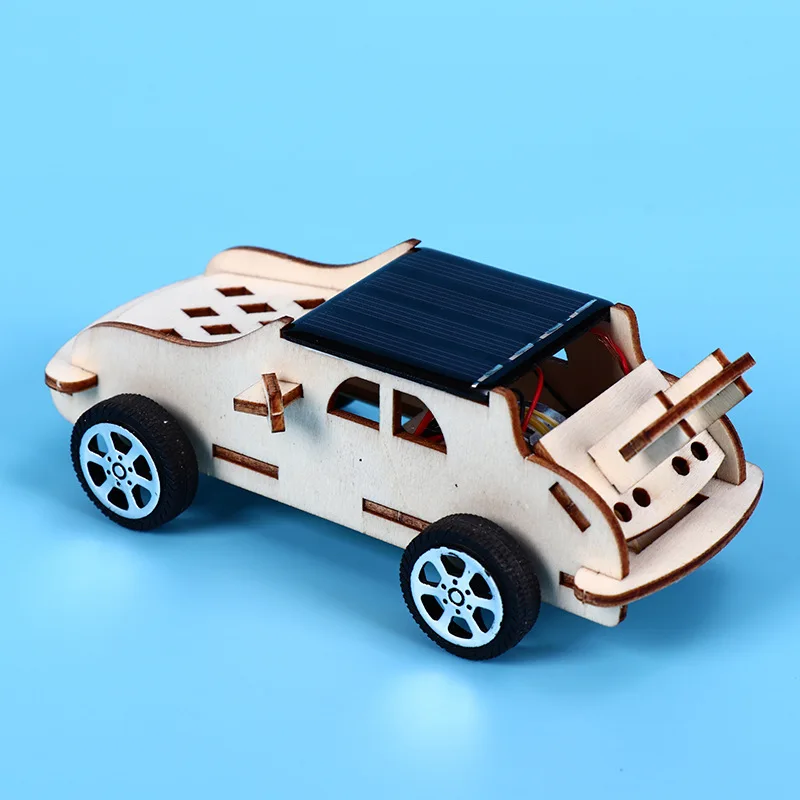 Kit de coche de madera alimentado por energía Solar para niños, juguetes creativos, rompecabezas de ciencia, inventos de moda, juguete de coche de