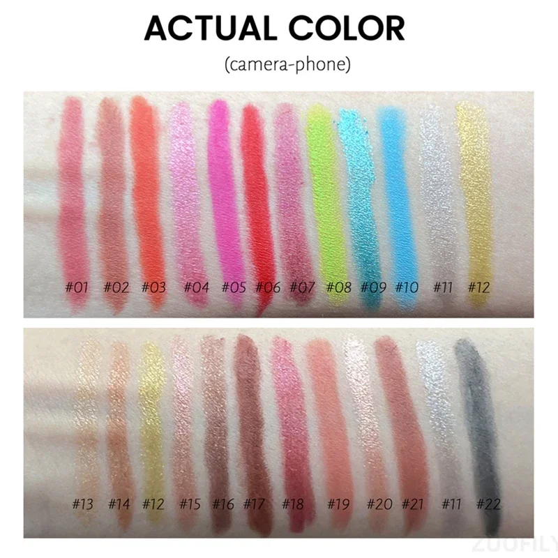 22 가지 색상 글리터 아이 섀도우 펜슬 진주 빛 매트 아이 섀도우 핑크 블루 아이 라이너 펜 오랫동안 지속되는 메이크업 안료 화장품