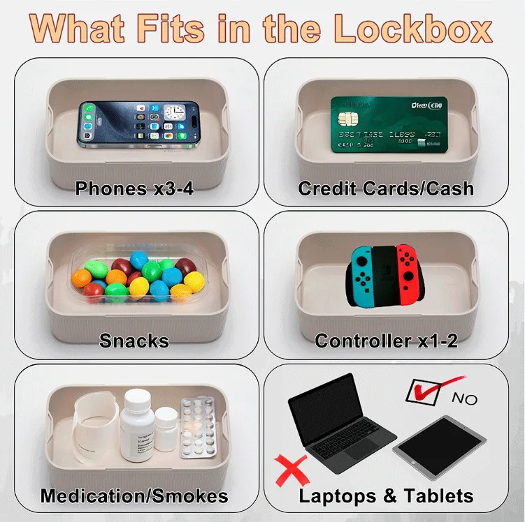 صندوق قفل الوقت الإلكتروني، حاوية قفل مؤقت آمنة، هواتف متعددة الوظائف، السجائر، العناصر الشخصية، تخزين العناصر #5
