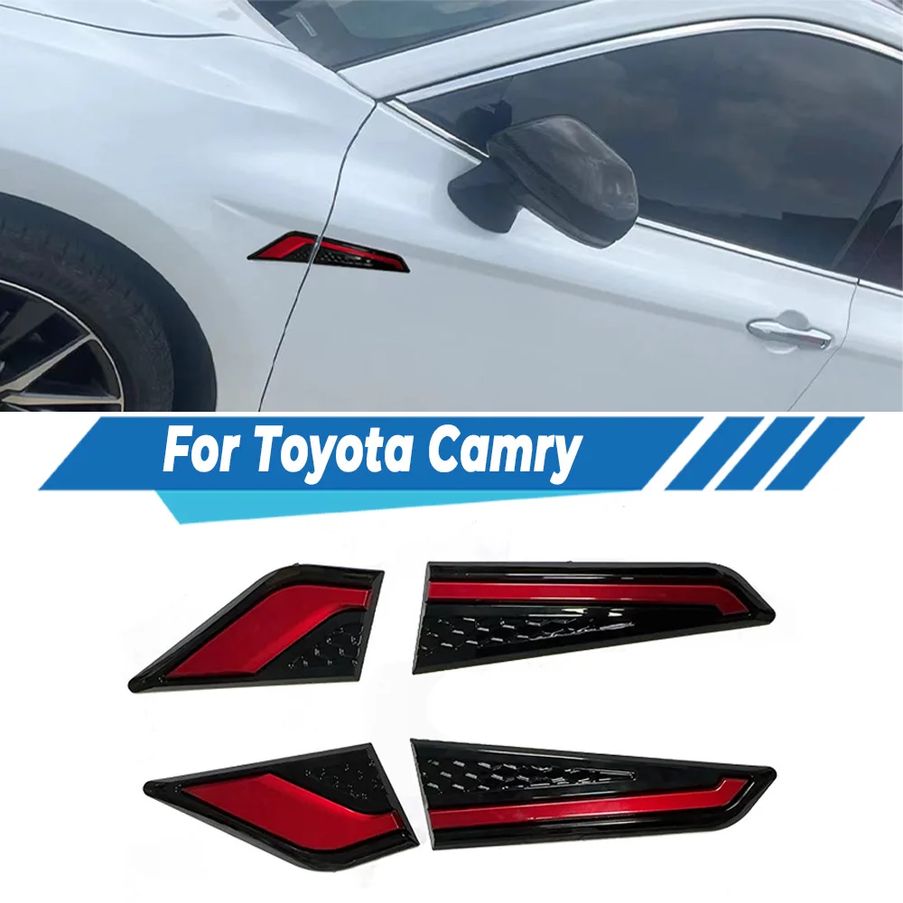 1 Pair Car Fender Side Air Flow Outlet Vent Decoration Sticker Glossy Black For Toyota Camry Auto Exterior Decorative Accessorie