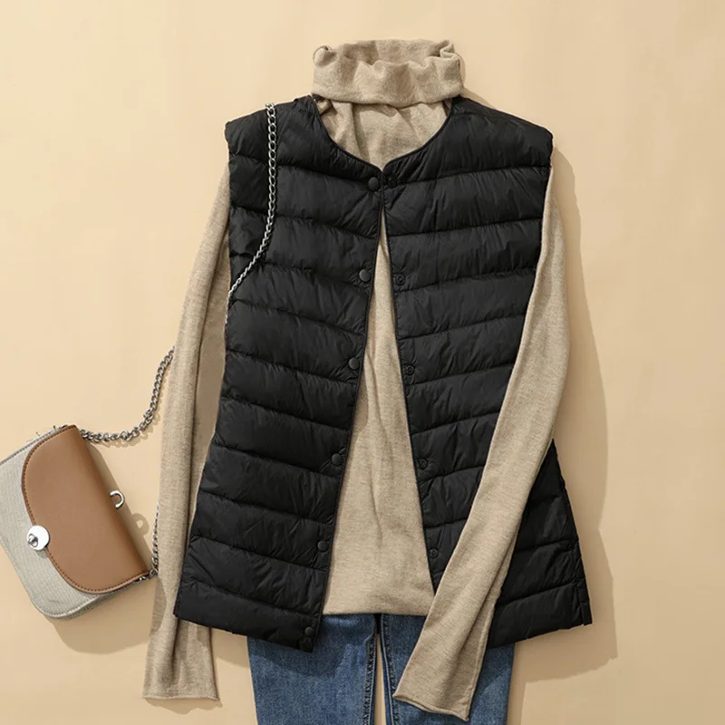 Sedutmo Ultra Licht Dun Eendendendons Vest Dames Gewatteerde Winterzak Kort Warm Basic Jack Herfst Casual Vest Ed2060