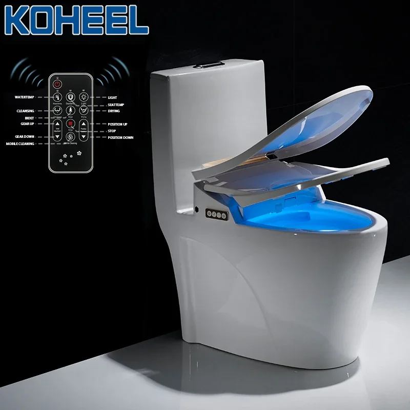 bathroom smart toilet seat cover electronic bidet clean dry seat heating wc gold intelligent led light toilet seat