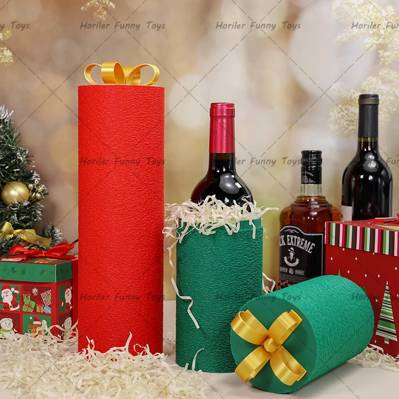 

3D печатная креативная рождественская подарочная коробка для красного вина и шампанского для рождественской вечеринки, украшения для обеденного стола, держатель для бутылки вина
