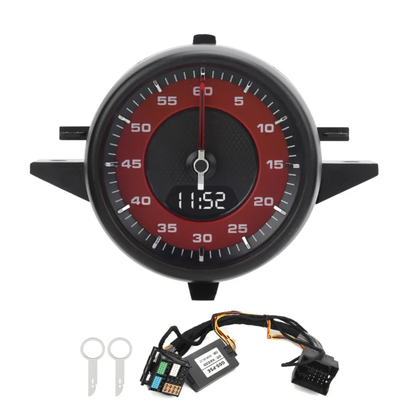 Dashboard Clock Stopwatch Lap Timer Gauge High Accuracy Replacement For Cayenne 2017-2020Red