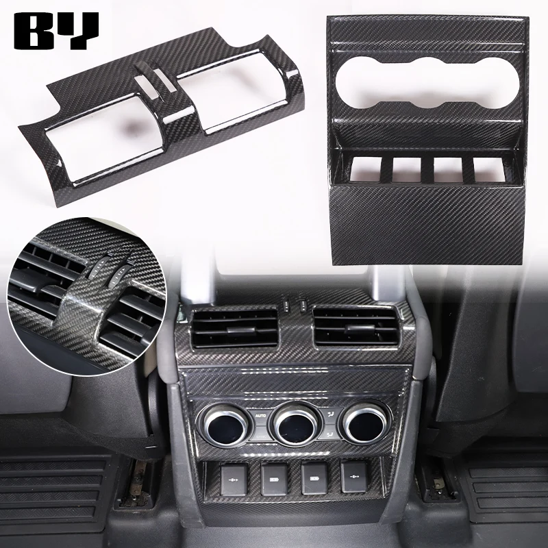 For Land Rover Defender 110 130 2020-2024 Real Carbon Fiber Car Armrest Box Rear Air Outlet Anti-kick Cover Car Accessories