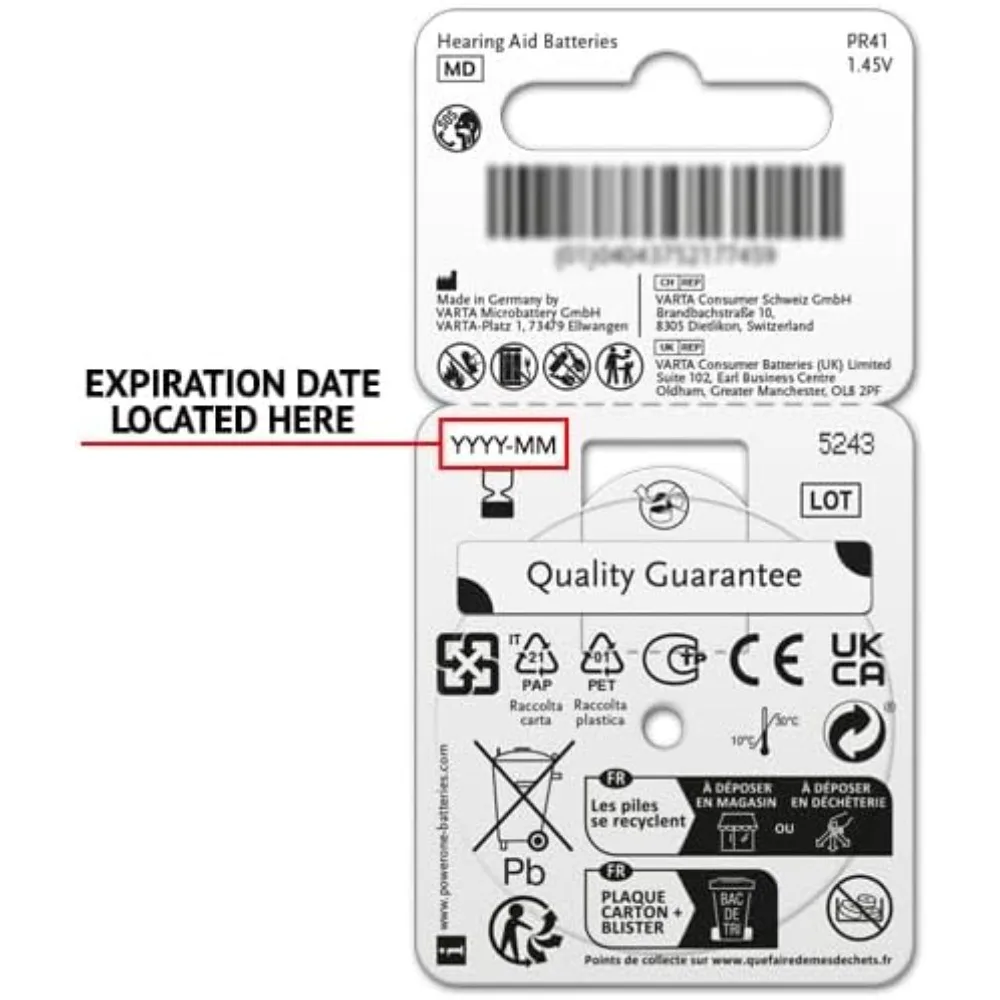 Batería de Zinc para audífonos PowerOne, 60 piezas, P312, P13, P10, P675, pr48, Buton, para amplificadores de audífonos BTE ITE