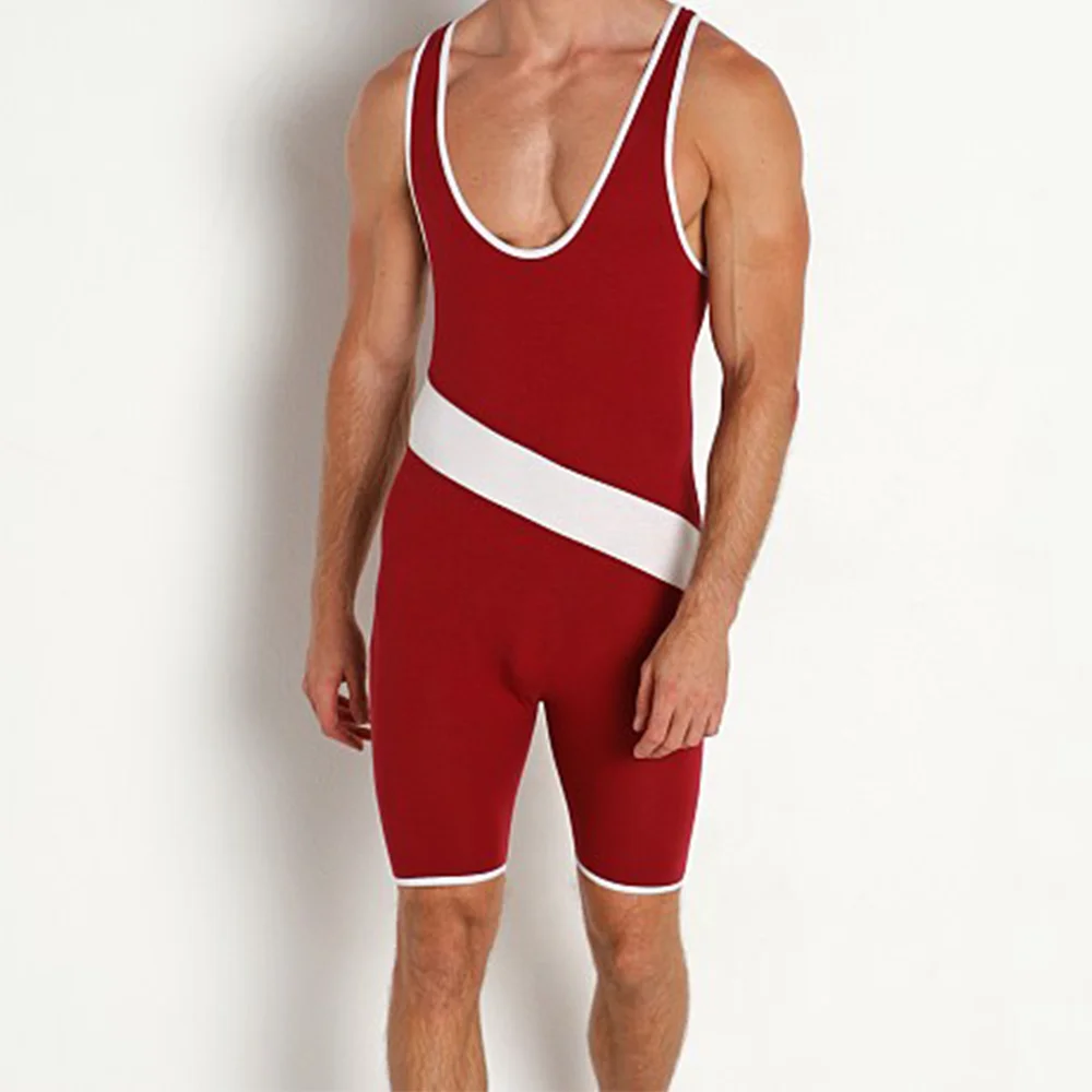 3 Colors Wrestling Singlets Sleeveless Weightlifting Wear Suit One Piece Bodysuit Iron WWE Swimwear Gym PowerLifting Skinsuit