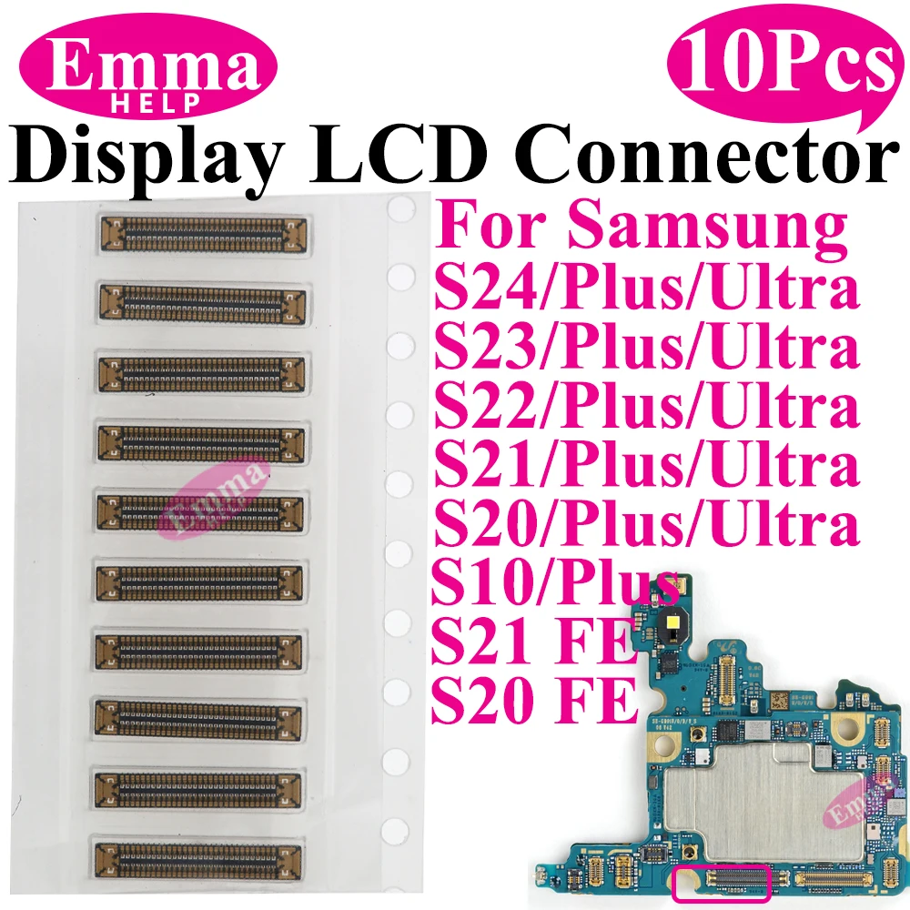 10 Stück Display-Anschluss an Bord für Samsung S24 Plus S23 Ultra S22 S21 S20 FE Note 20 S10 LiteLCD-Bildschirm FPC auf Mainboard-Stecker – Detail 2