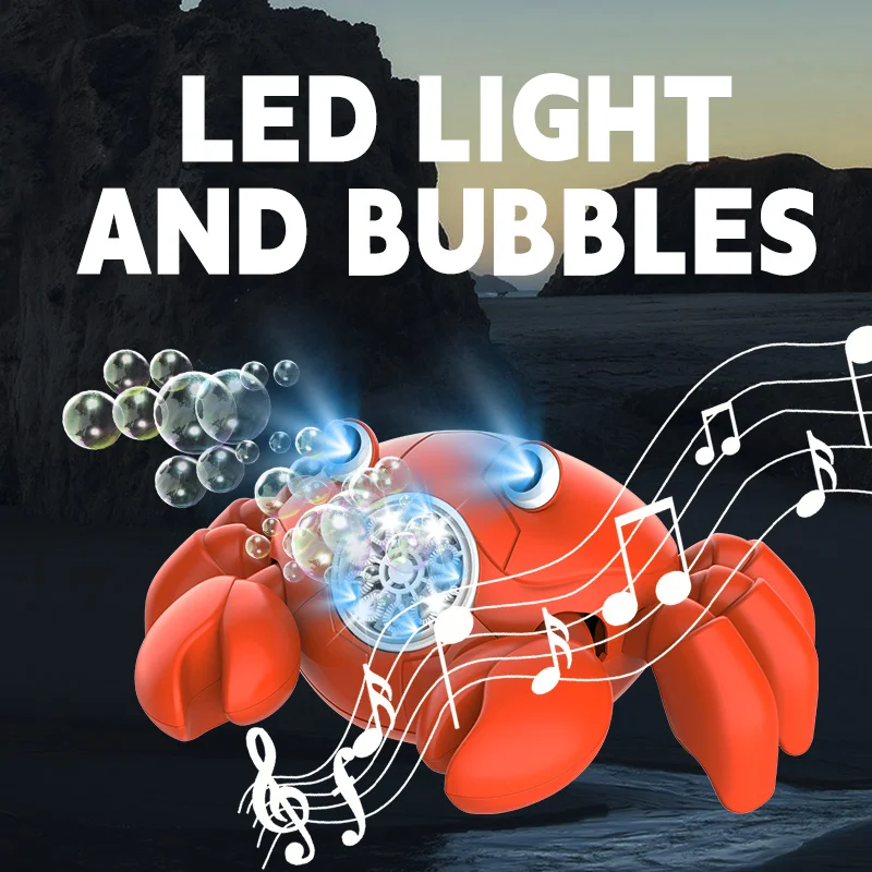 子供用屋外おもちゃ 漫画カニ型シャボン玉マシン 電動おもちゃ 光と音楽付き シャボン玉を吹く パーティー 屋外ゲーム 子供用ギフト ﻿