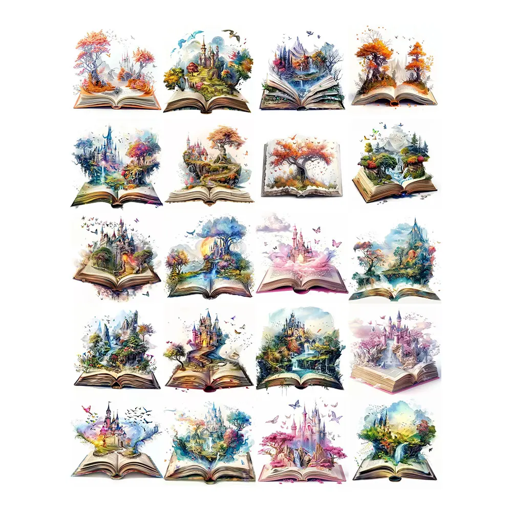 20pcs Book Magic World Graffiti Stickers Pack Varied for Kids Crafts Scrapbooking Luggage Laptop Wall Aesthetic Decoration Decal