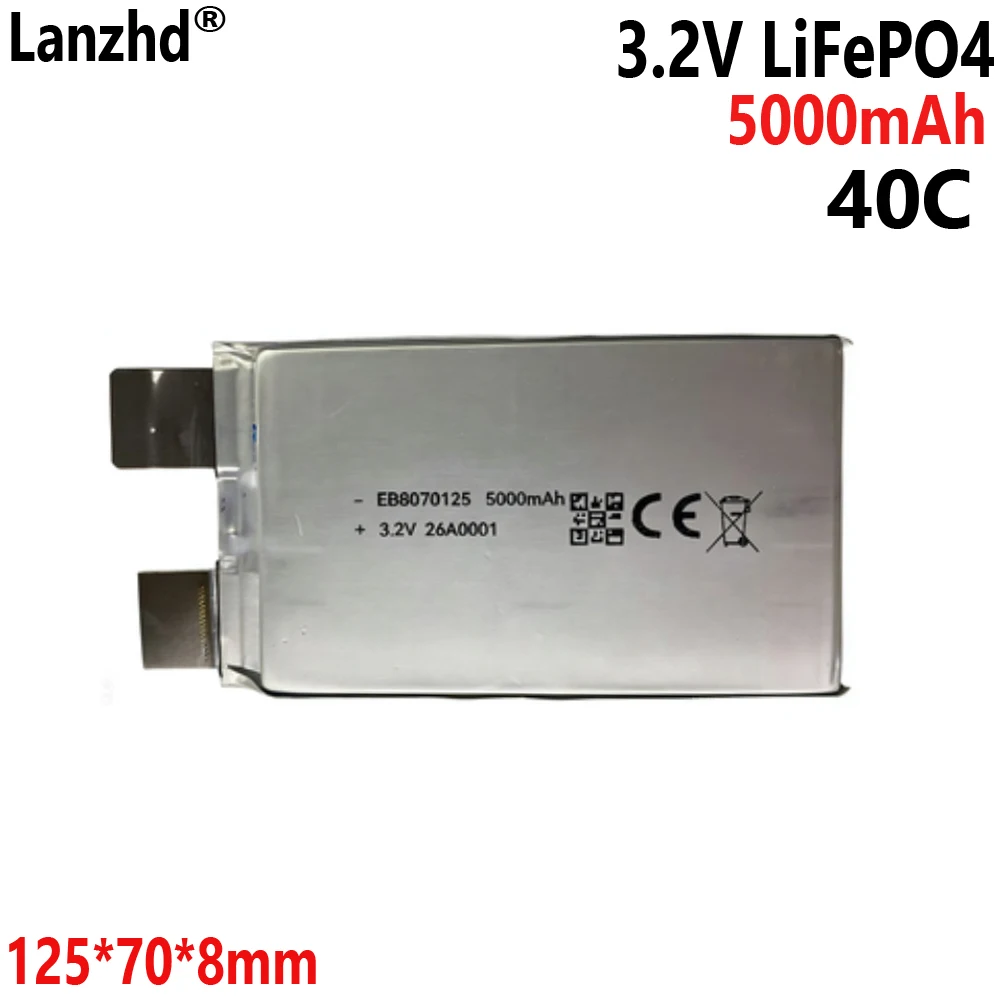1-24pcs 3.2V Lifepo4 Battery 40C 5000mAh For Starting Power Supply Model Airplane Batteries DIY RV Boat Cells 12V 24V 8070125