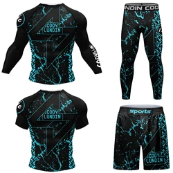 Cody New Kimono Jiu Jitsu Rashguard For Men Mma T-shirt+Pant 4 in1 Set Muay thai Shorts Bjj Rash guard Boxing Jerseys Sportswear