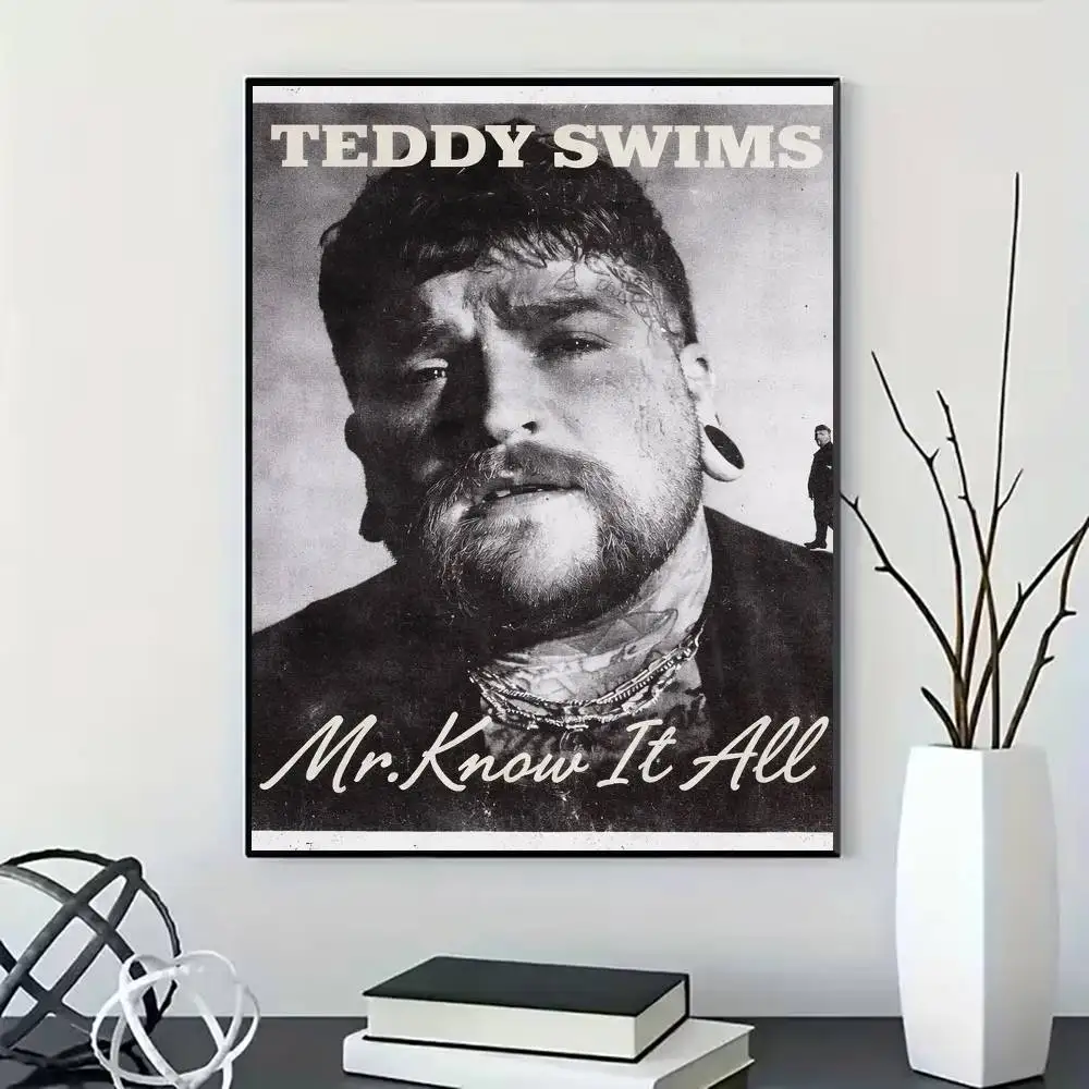 Teddy S-Swims Singer Poster for Living Room, Bedroom, Office, or Bar, Frameless, Indoor Use, Bedroom Wall Art.