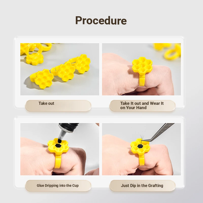 كوب غراء على شكل قرص العسل لتمديد الرموش مع وظيفة التأخير، كوب نازف غراء قابل لإعادة الاستخدام بتصميم زهر البرقوق، كاذبة احترافية #3