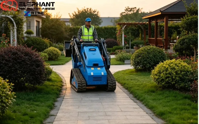 1 Ton Compact Crawler Mini Skid Steer Loader Diesel Engine Compact Track Front End Construction Loader