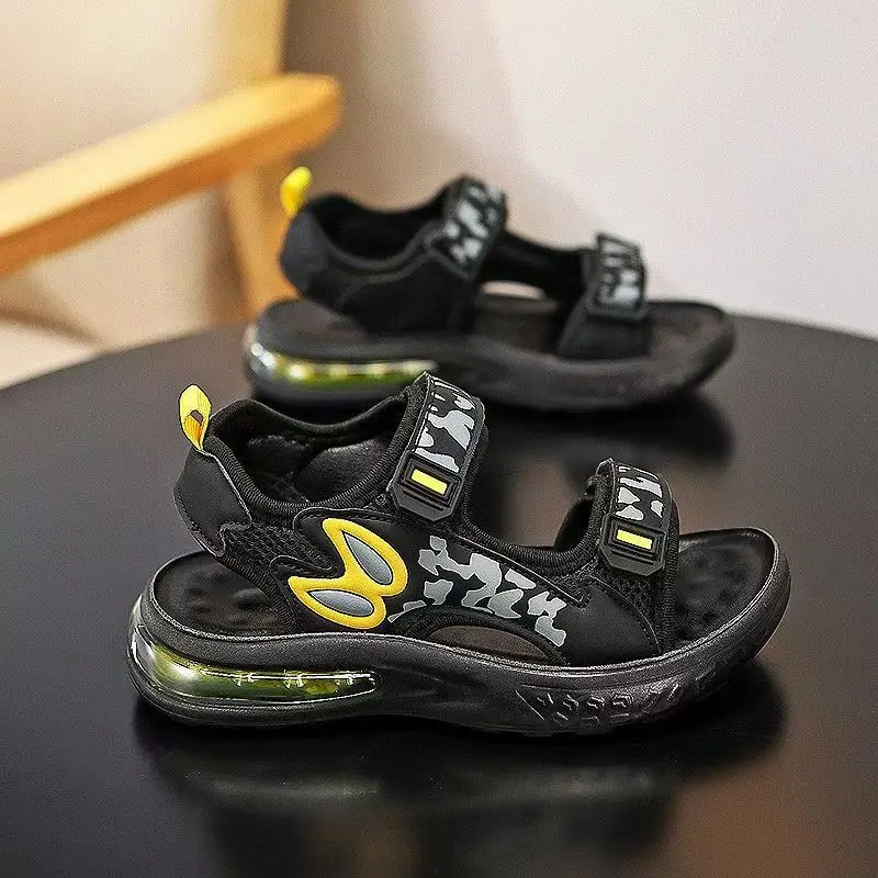 Kinder Sommer Neue Sport Casual Sandale Jungen Weiche Sohle Rutschfeste Offene spitze Leichte Klettverschluss Luftgepolsterte Strandsandale