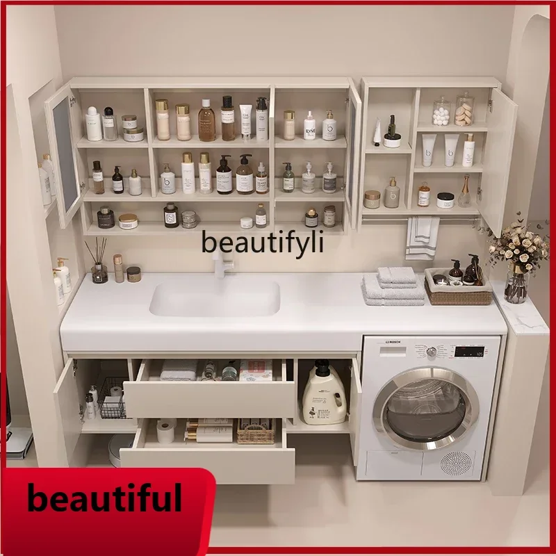 

F156 Light luxury, integrated basin, balcony, washing machine cabinet, combined bathroom cabinet, washstand, hand washbasin.