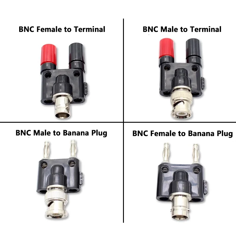 1Pcs Q9 BNC Banana To Two Dual 4mm Banana Male Female Jack Coaxial Connector BNC Tee Type 3Way Splitter RF Adapter High Quanlity
