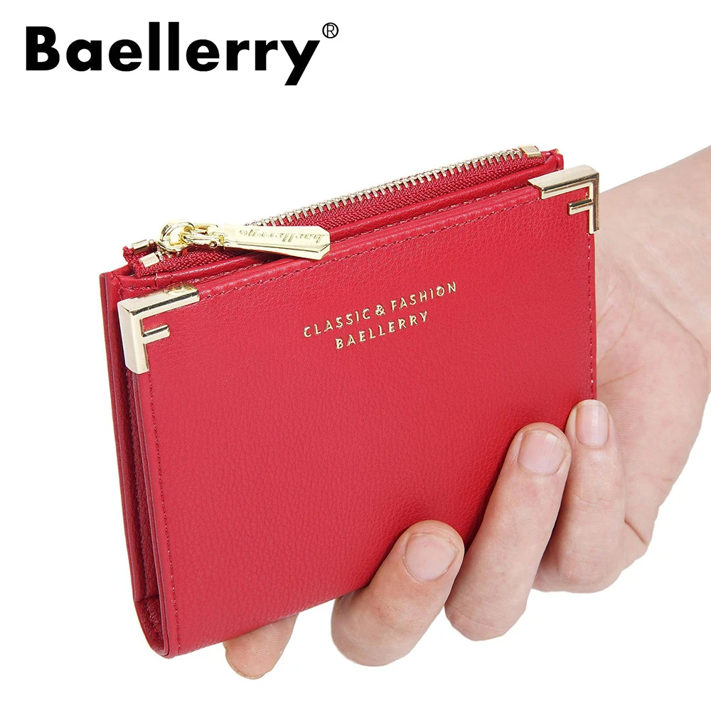 Dompet Wanita Baellerry Kecil dengan Ritsleting, Tempat Kartu, Banyak Kantong Kartu dengan Bagian Koin, Aksesori Fashion