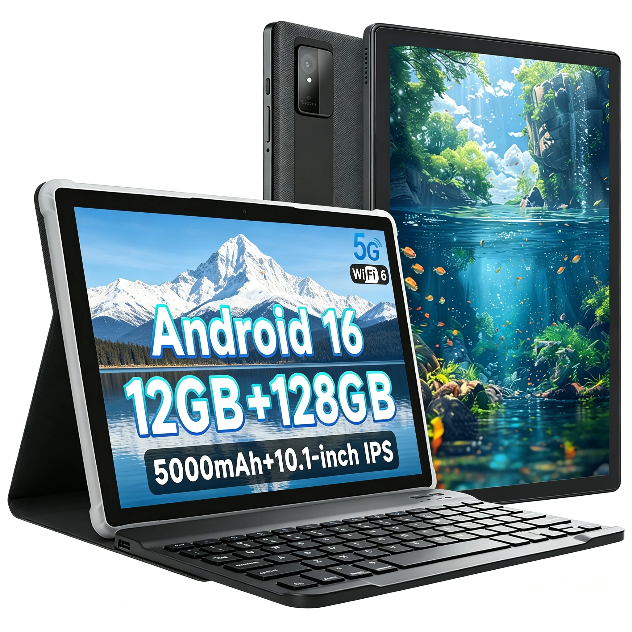 2026 New 10.1" Android 16 Tablet 12GB(4+8)+128GB 1TB Expandable 5000mAh 1280*800 IPS WiFi Bluetooth Dual Camera GMS Certified