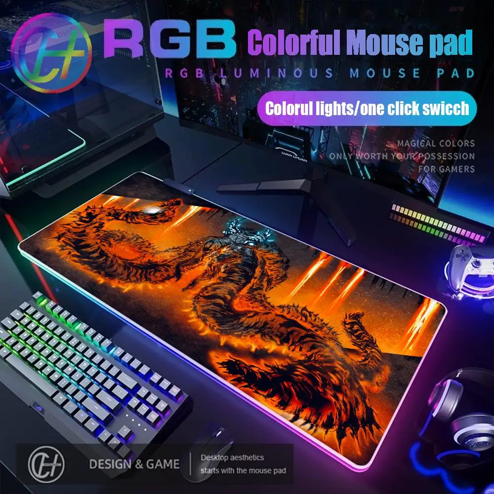

HYBXAXC Mouse Pad RGB Gaming Game Monster Hunter Wilds Mouse Pad Desk Mat HD Gamer Large LED Light XXL 100X50CM Mouse Pad