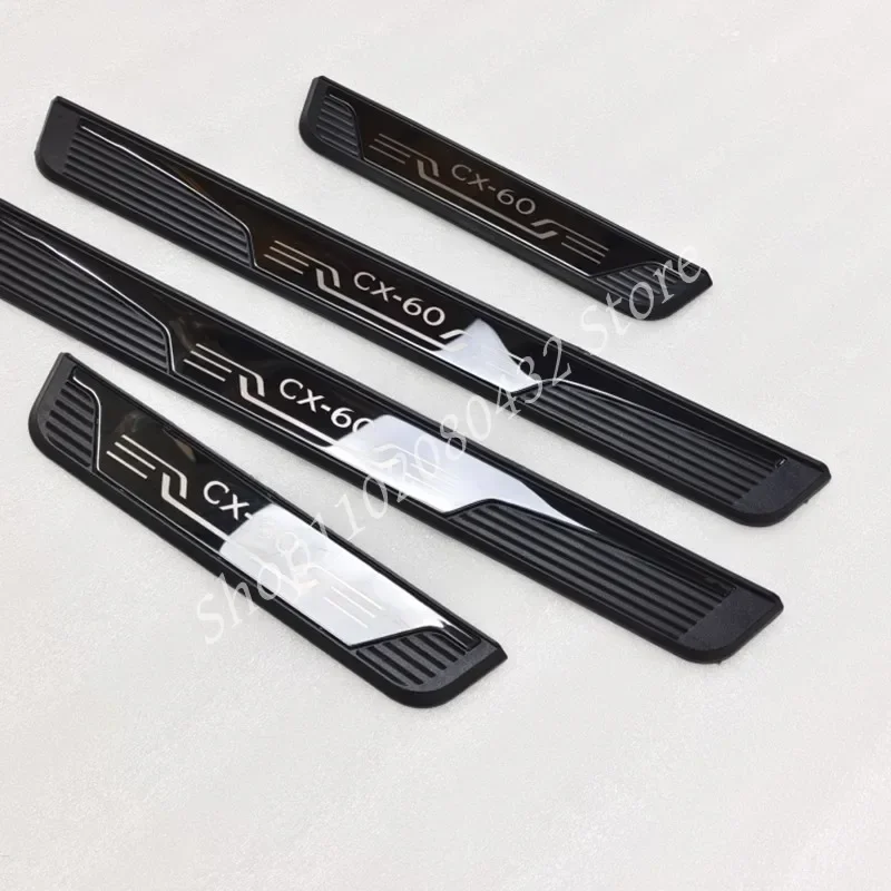 Para mazda CX-60 placa de aço inoxidável de alta qualidade peitoril da porta pedal de boas-vindas acessórios de estilo de carro 4 tamanhos