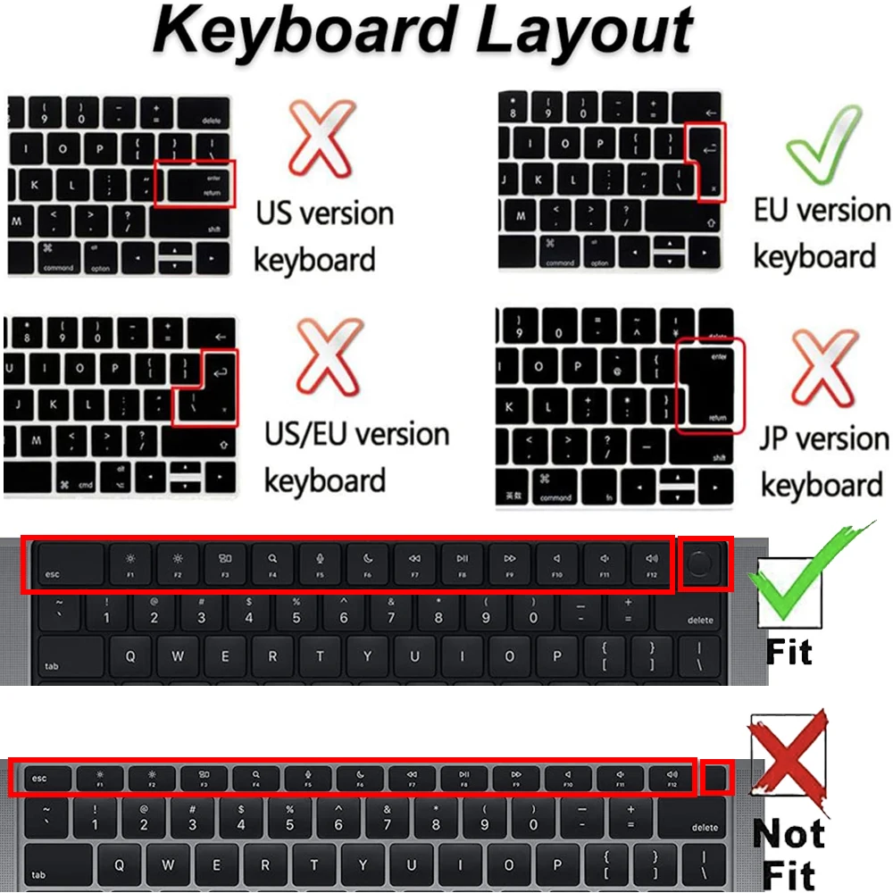Ukraine version Silicone Keyboard Protector Cover Waterproof Dustproof Skin for MacBook Air13.6/15.3 M4 M3M2 Pro14/16 EU version
