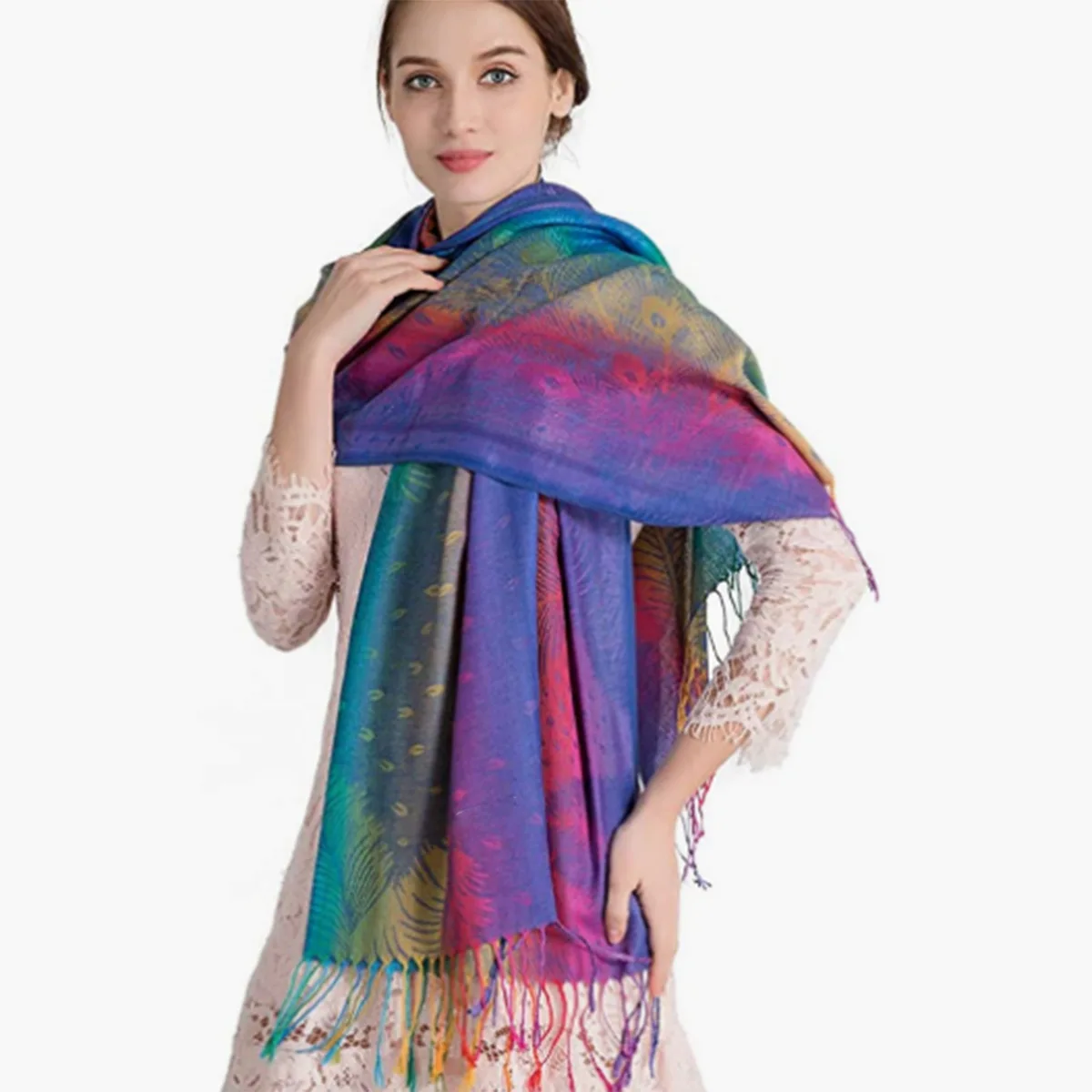 Paisley Pashmina Shawl Scarf Women Jacquard Cashew Printed Scarves Flowers Borders Female Tassel Blanket Wraps Ethnic Shawls New