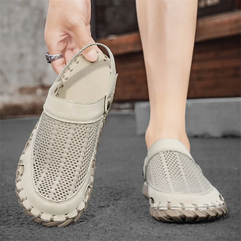 2024 Summer New Men's Dual-purpose Sandals Slippers Soft Soles Anti Slip Beach Camping Shoes Breathable Men's Mesh Casual Shoes