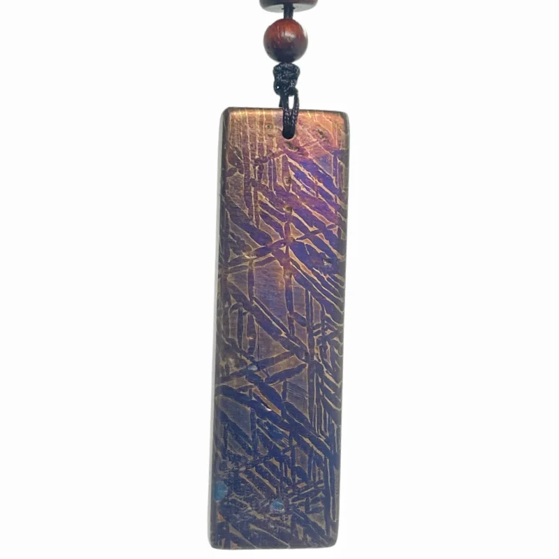 Authentic Muonionalusta Iron Meteorite Heat-Treated Necklace  Fine Meteorite Collection Piece LK456