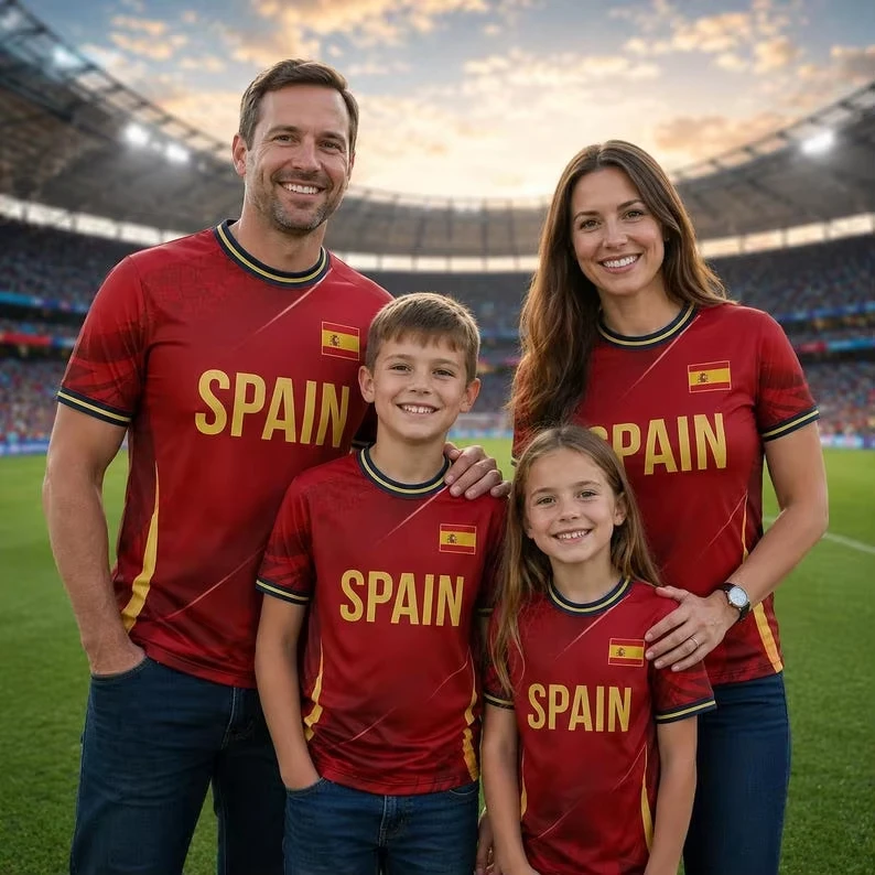 Spanish Football Jersey Casual T-Shirt Summer Top Sporty Style Essential For Outdoor Children's Training Wear Fashionable