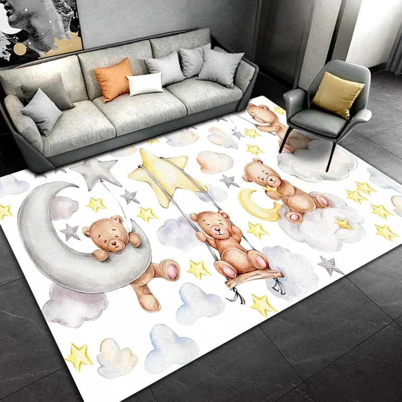 Cartoon Bear Carpet for Living Room Home Decor Area Rug Kids Girls Bedroom Mat Living Room Non-slip Floor Mats Bathroom Doormat