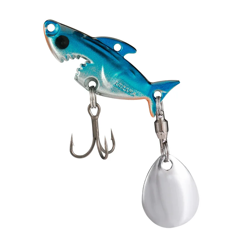 

4pcs 5-10gNew Big Mouth Shark Tail Spinning BalanceRotating Metal Jig VIB Vibration Bait Spinner Spoon Sinking Lure Fishing Lure