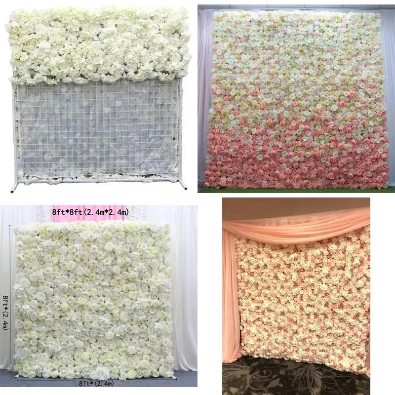 3D Creative Modern Handmade Fabric Roll Flower Wall Wedding and New Year's Background Decoration Roses