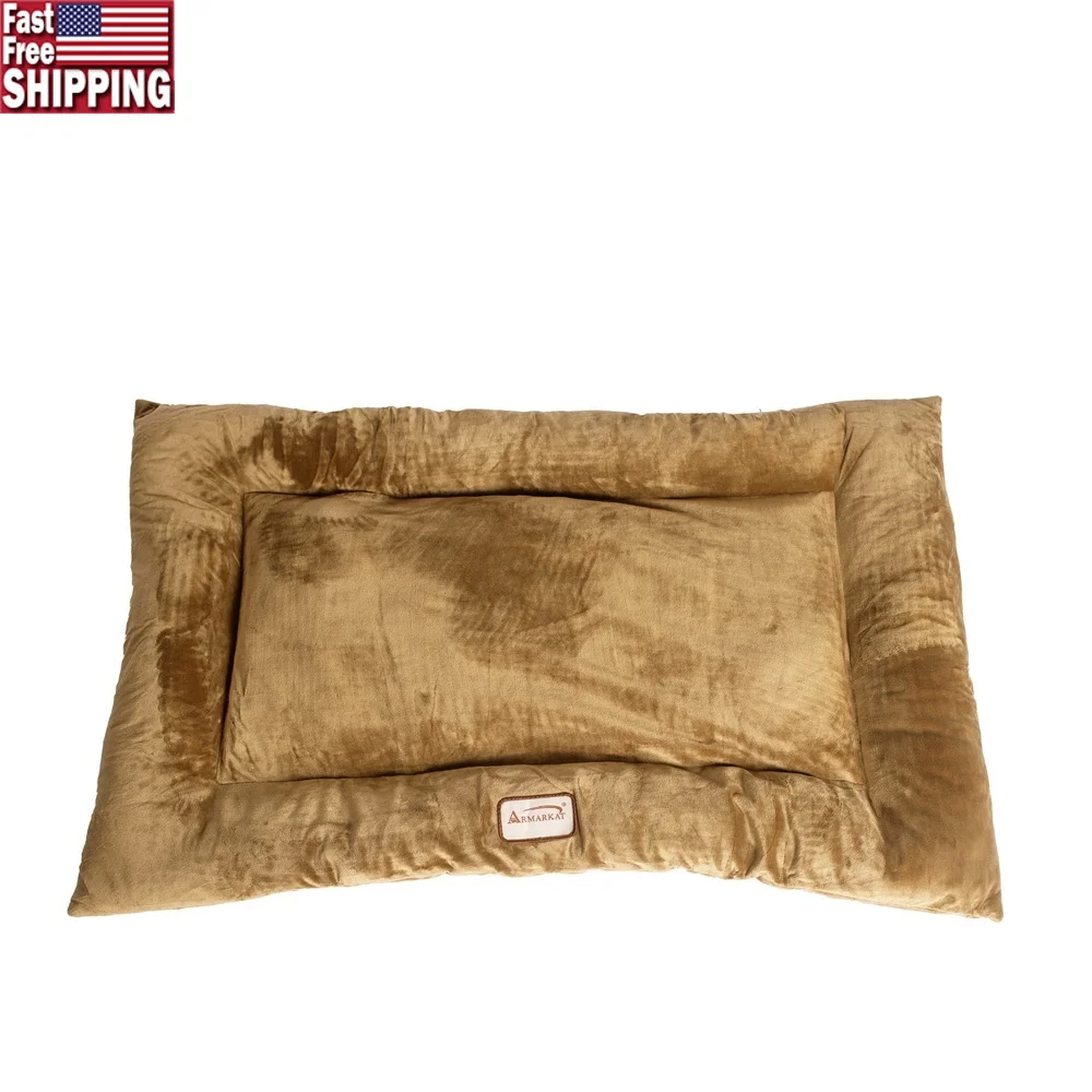 حصيرة سرير مخملية ناعمة للحيوانات الأليفة مريحة وقابلة للغسل في الغسالة وسميكة للغاية وملء بولي للكلاب والقطط مقاس متوسط 27 × 19 × 2.5 بوصة #1