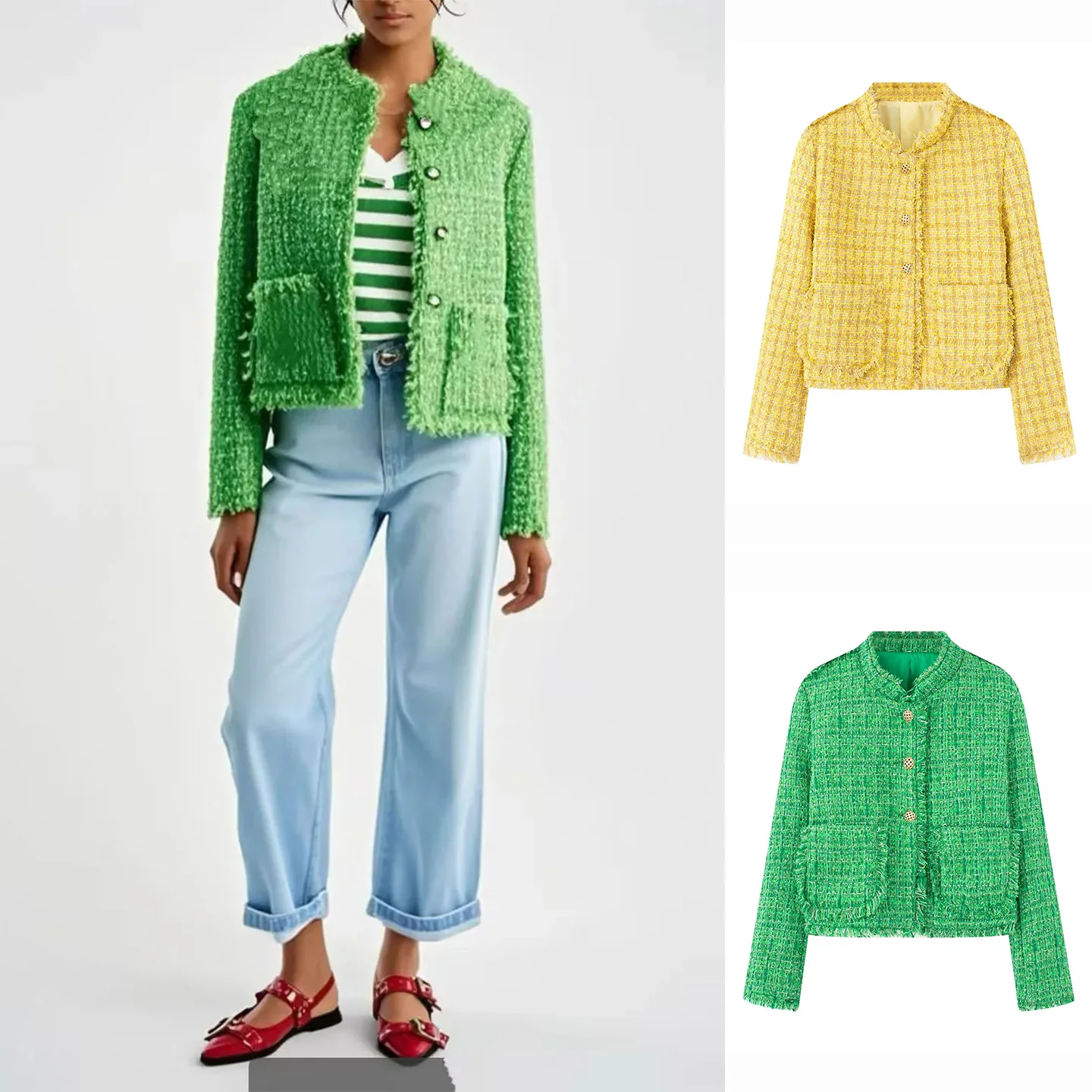 

Осень 2023, новое круглое женское пальто Ne Long Sve с грубой текстурой, украшенное ор Jaet, повседневное женское пальто из полиэстера