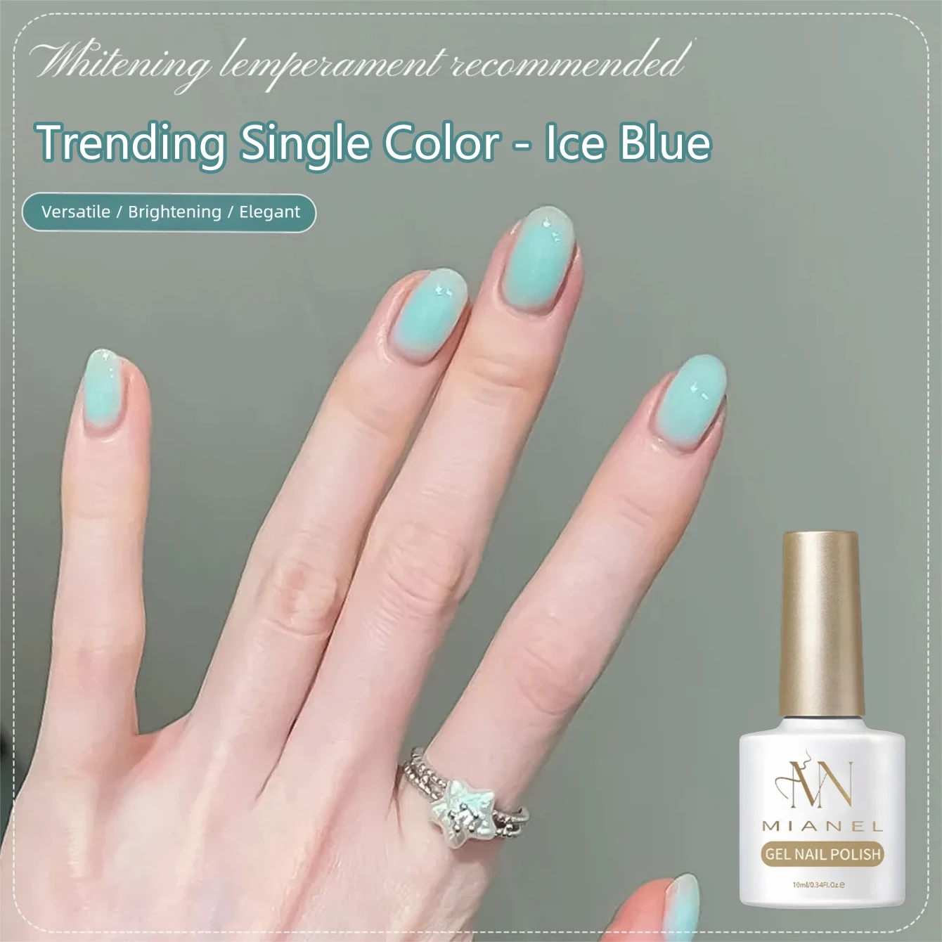 MIANEL Translucent Mint Green UV Nail Gel Polish, Fresh Clear Jelly Ice Tone Gel, Soak Off LED Gel Varnish DIY Salon Manicure