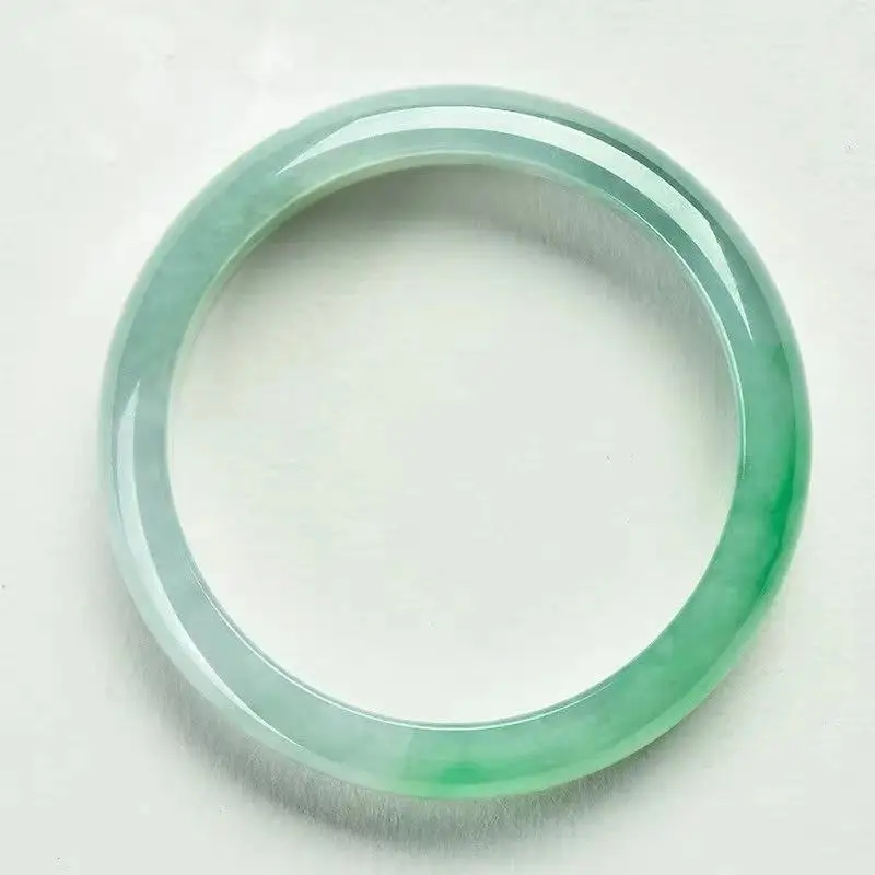 Old Mine with Sunlight Green Tones  Bangle  Wide Ice Waxy Jadeite