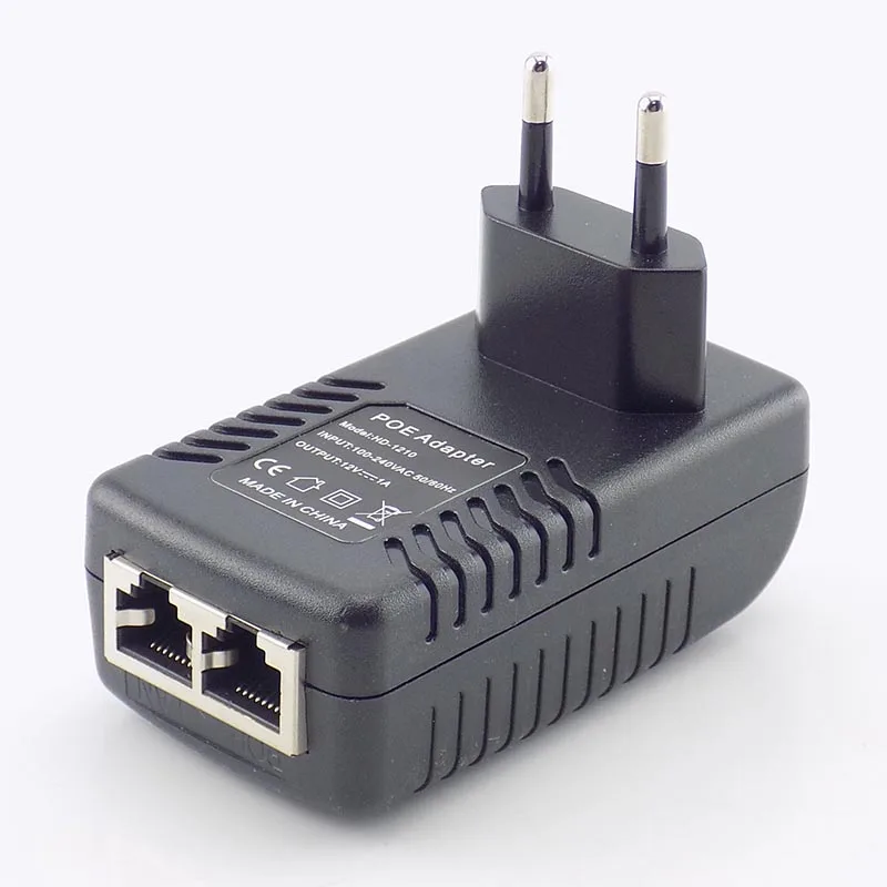 12v 1a injetor poe plugue de parede interruptor poe adaptador de fonte de alimentação adaptador ethernet sem fio para câmera ip cctv eua/ue plug c6