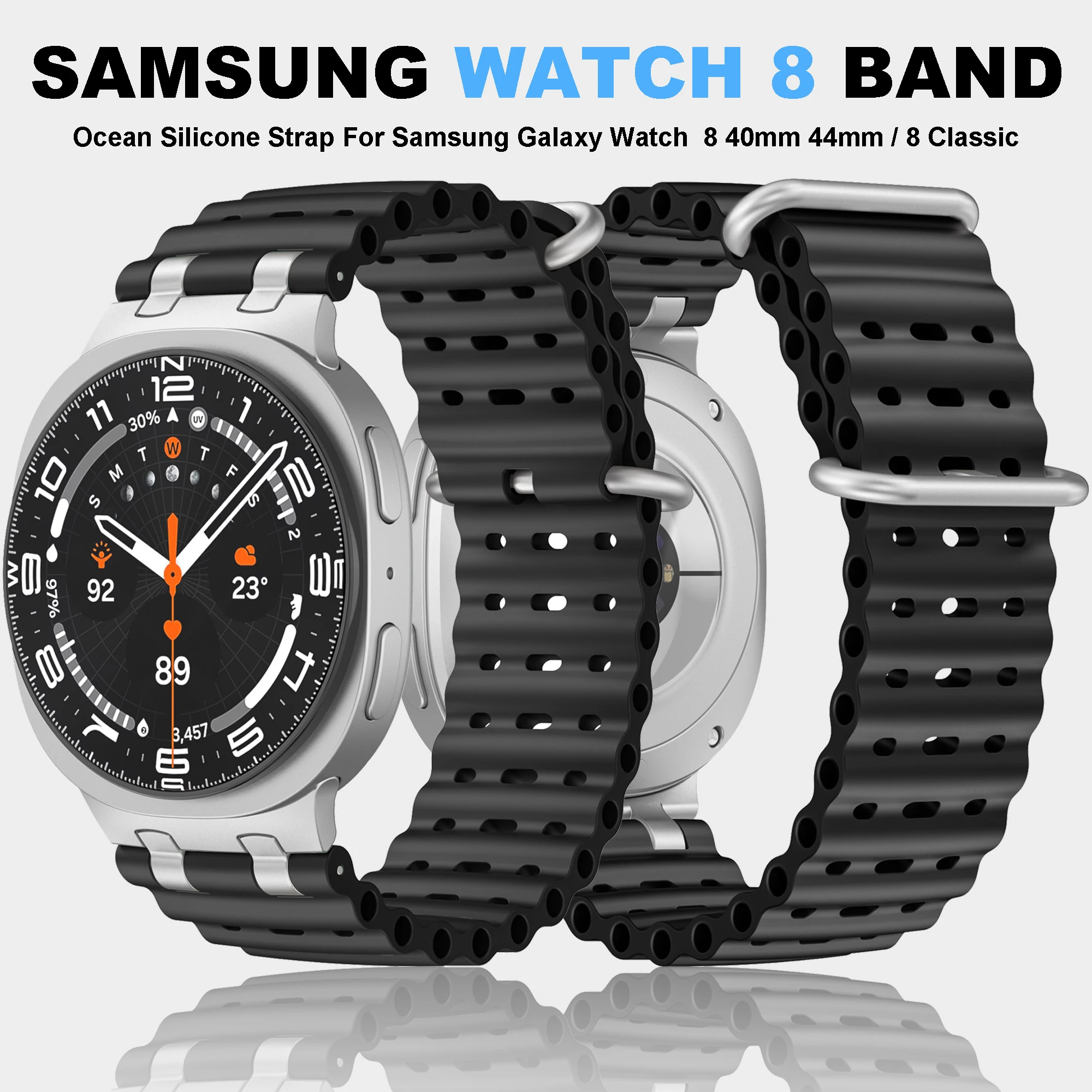 

Silicone Band for Samsung Galaxy Watch 8 Classic/40 44mm Ocean Band for Galaxy Watch 40/44mm Watch 8 Classic Accessories Strap